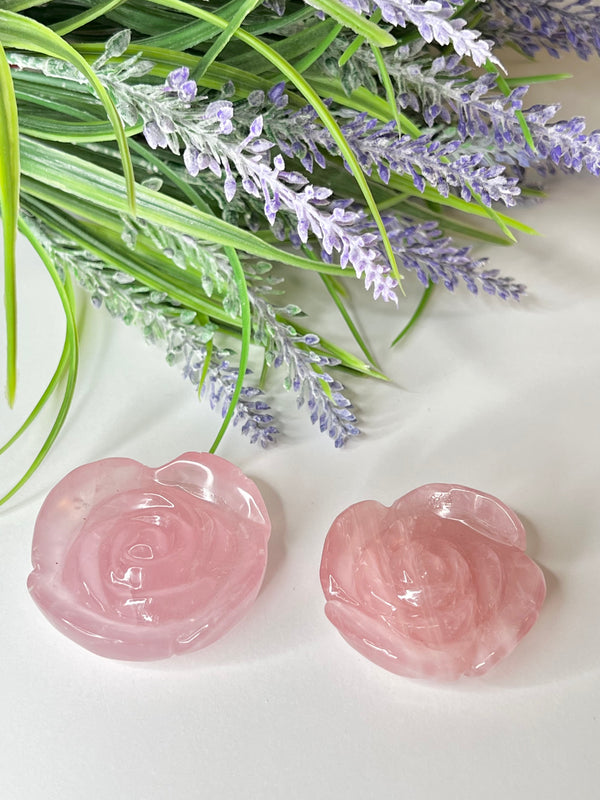 Rose Quartz Flower Carving