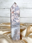 Flower Agate with Quartz Tower