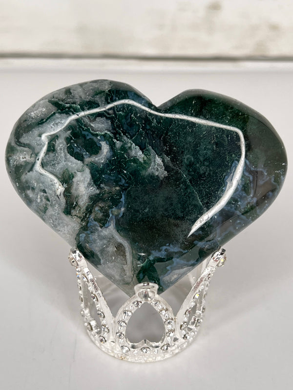 Moss Agate Palm Stone & Heart