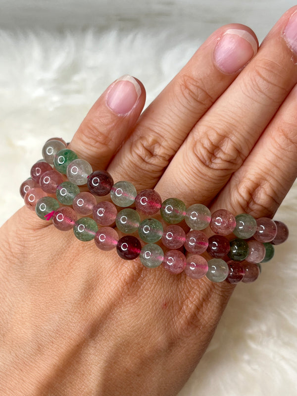 Strawberry Quartz X Green Strawberry Bracelet