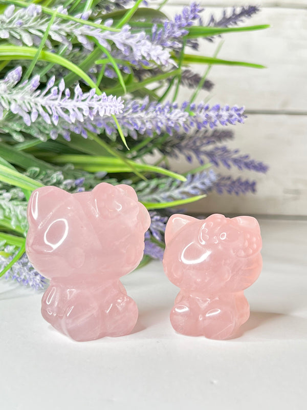 Rose Quartz Hello Kitty Carving with Star