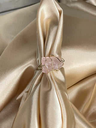 Buy rose-quartz Raw stone wrapped ring