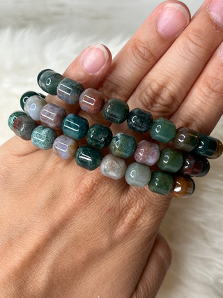 Moss Agate Bead Bracelet