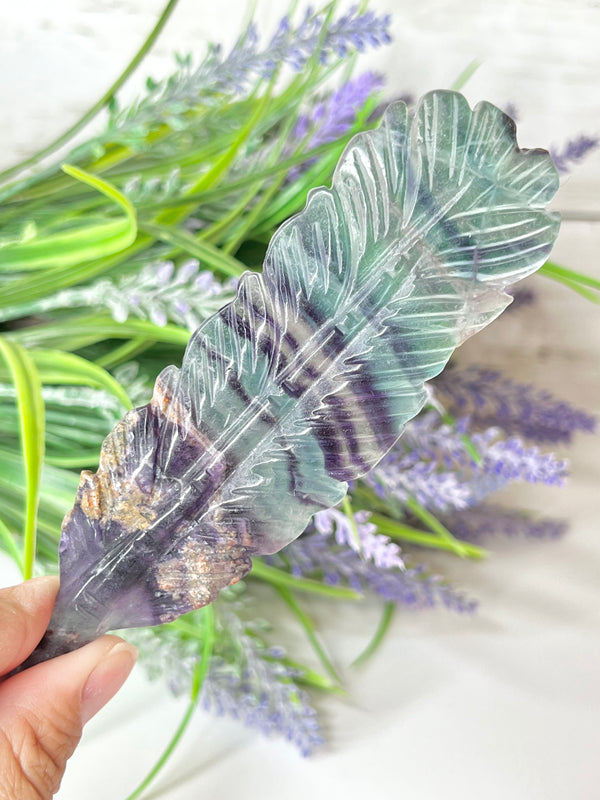 Fluorite Feather Carving