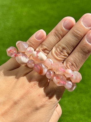 Flower Agate Cylinder Shape Bracelets