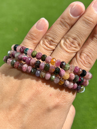 Watermelon Tourmaline Faceted Bracelets